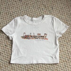 White Pacsun crop top with Rome graphic
